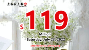 2022年7月20日，Powerball 彩票结果：头奖升至1.19亿美元。